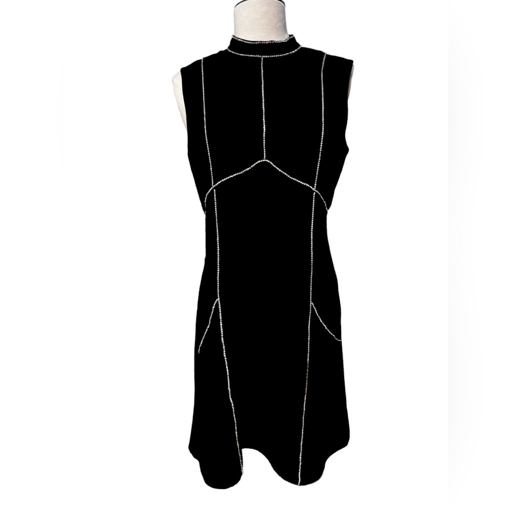 Warehouse Little Black Dress With Rhinestone size Small US 6 has front pockets!